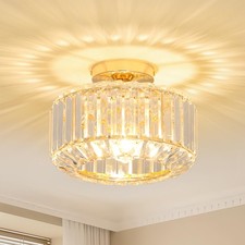 Doré plafonnier salon - plafonnier, cristal