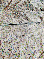 COUPE TISSU VOILE DE COTON MOTIFS PETITES FLEURS TONS BLEU