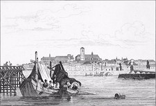 NEVERS - GABARE (ou GABARRE) sur l'ALLIER - Gravure du 19e siècle