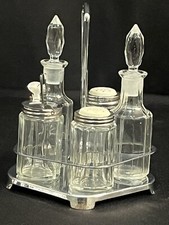 ANCIEN SERVICE HUILIER VINAIGRIER SEL POIVRE MOUTARDIER EN VERRE