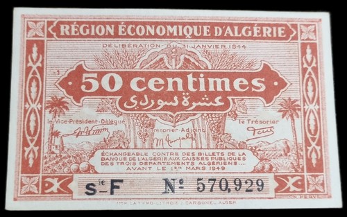 Billet 50 Centimes Algérie
