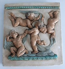 carreau de plâtre anges chérubins jouant polychrome dans le gout de GINO RUGGERI