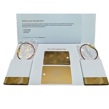 Lot de 2 étiquettes de bagages exclusives Etihad Airways Gold Elite Member no...