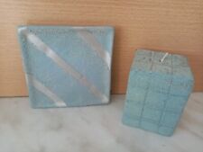 PORTE BOUGIE COUPELLE ET BOUGIE  RECTANGULAIRE BLEUE PAILLETTES