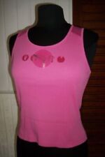 Tee shirt top sans manche DIPLODOCUS coton rose T.3 38/40 brodé poisson épingle