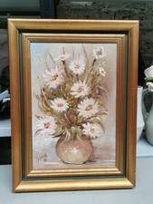 Tableau / Huile sur Toile signée AGRICOLA . nature morte , bouquet de fleurs .