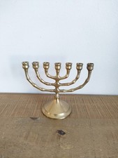 Petit Chandelier / Menorah À 7 Branches en Laiton - Vintage - H 9cm