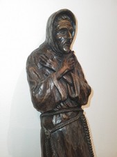 H.50cm /Grande STATUE BOIS/SAINT FRANCOIS/chene/ART POPULAIRE/signée/Belgique