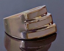 T57 Ancienne bague argent tank nacre bague argent massif bijou old silver ring