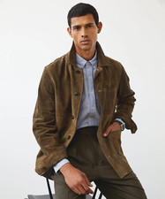 Veste en cuir vert olive Field