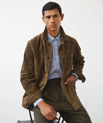 Veste cuir vert olive field - cuir,