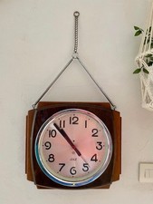 PENDULE Murale JAZ art deco en bois 1930 VINTAGE suspension complète