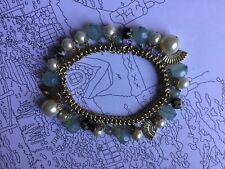 Bracelet argenté pampilles perles culture cloisonnées cristal en très bon état.