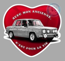 RENAULT R8 GORDINI TOUCH VINTAGE HUMOUR AUTOCOLLANT STICKER I LOVE COEUR CD148