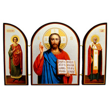 Jésus-Christ Triptyque Icône Orthodoxe Jésus-Christ Icone religieuse chrétienne