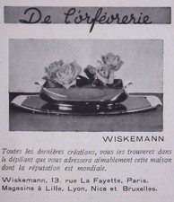 PUBLICITÉ 1930 DERNIERE CREATION DE L'ORFEVRERIE CHEZ WISKEMANN