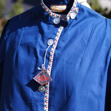 Ancienne blouse d' école bleue pour enfant LEOPARD NORMAND taille 100