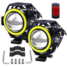 1 Paire Phares Avant MotoUniversel U7 Moto Feux Additionnels 12V 24V LED Phar...