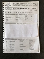 Fiche Technique 1970 RENAULT 4L/4LS R1120/1122 Carburateur SOLEX 26 DIS N•.2114A