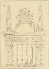 ACHILLE DEVÉRIA DESSIN D'ARCHITECTURE XIXe siècle VENDÔME Chœur de l'église