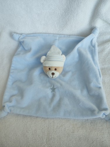 Doudou plat ours bleu étoile - plat,