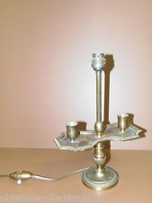 JOLI PIED DE LAMPE BOUILLOTE en LAITON et BRONZE 1950 bouton marche arrêt déco