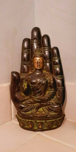 Statue bronze bouddha main - bronze,