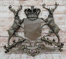 Bronze Sculpture Signée Original Œuvre Art Déco Cerf Royal Crest Sculpture Art