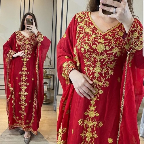 Robe longue caftan rouge