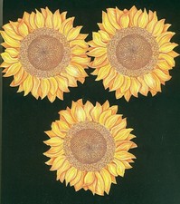 Décoration en papier peint préencollé lot de 3 tournesols 12 cm x 11 cm