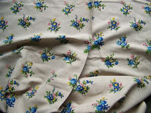 Ancien coupon tissu lin - de,