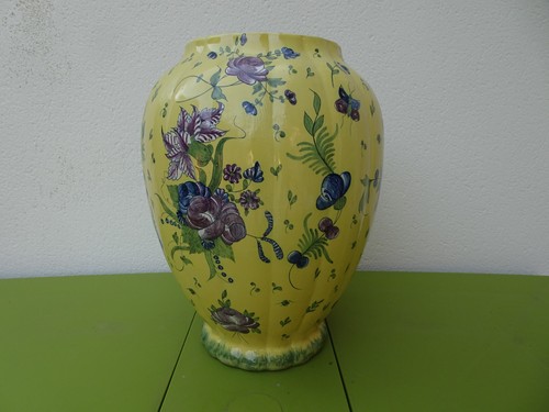 Vase jaune faience sud - vase,