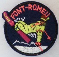 Patch Ski Montagne brodé FONT ROMEU Skieur Insigne écusson tissu Vintage France