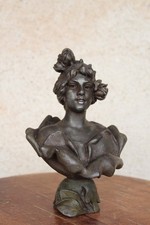 Sculpture Art Nouveau Buste De Femme Signé Villanis
