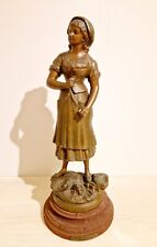 Statue en Régule Vintage - "Aux Champs" par Rousseau - Signé Rousseau 