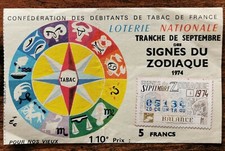Billet loterie nationale Septembre 1974 Signe du Zodiaque BALANCE Pour Nos Vieux