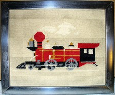 needlepoint framed Train