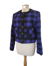 Veste courte carreaux type tartan vintage short jacket vest T.38 size M