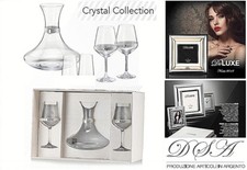 Set Cristal Carafe pour Vin Avec 2 Coupes Balon Et Plaques en Argent 925% 6552