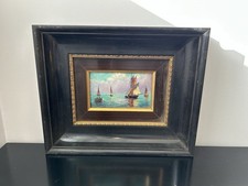 TABLEAU ÉMAUX DE LIMOGES R. SARLANDIE VOILIERS BATEAUX MARINE CADRE 