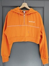 Pull à capuche court, orange, Taille L, Jennyfer, en très bon état