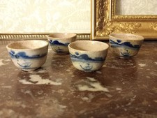 Suite de quatre 4 godets Saké Thé Porcelaine Chine Bangkok Thaïlande Asie Asia