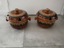 Lot de deux (2) Soupières plat vintage Sarreguemines modèle Hawaï