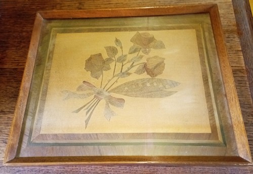 Plateau vitre avec marqueterie - plateau,