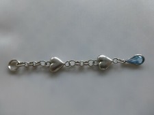 pendentif argent testé h.6,5cmcm coeurs 1,3cm 2,83gr pierre topaze bleue tbé