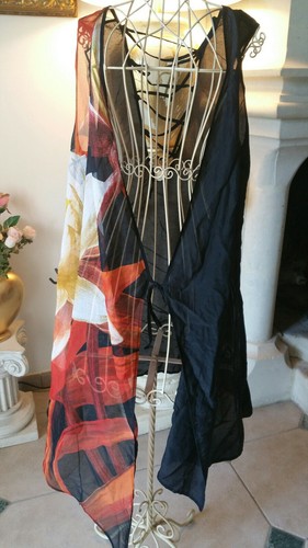 Tunique voile noir - noir, orange