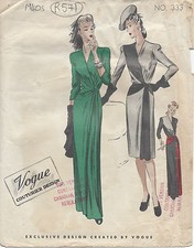 Patron De Couture VOGUE Vintage Des Années 1940 B32" Robe (R571)