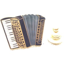 Pin's Folies ❤️French Vintage Enamel Tablo Music pin : ACCORDION 362 Blk