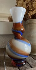 Vase Opaline Bleu et Orange Vintage Année 70