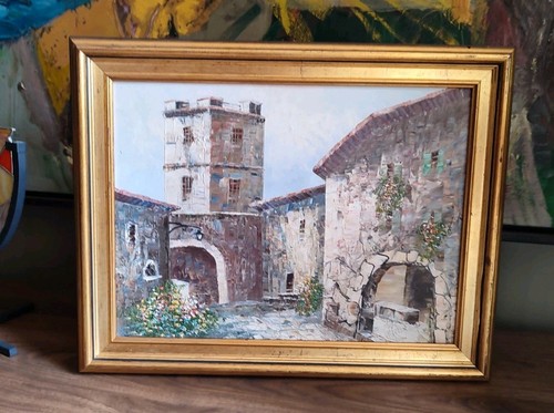 Ancien tableau hst cour - tableau,